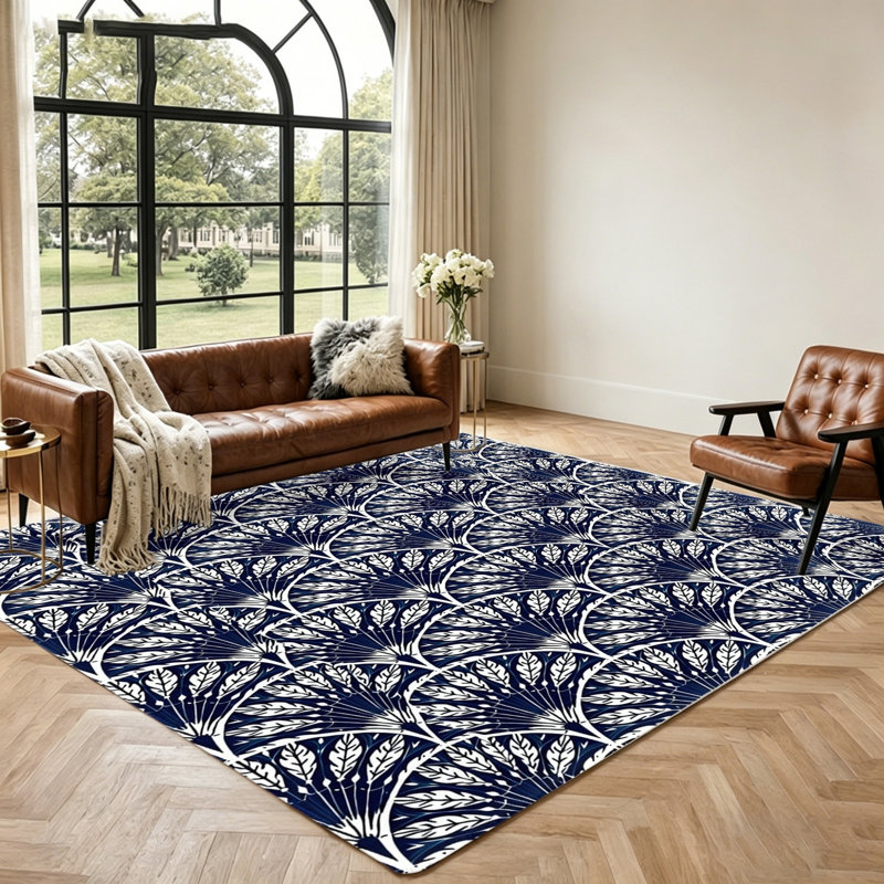 Art Nouveau Pattern Rug, Vintage Style Floor Protector, Stain Resistant Non-Slip Machine Washable Area, Indoor Mat for Living Room, Bedroom, Entryway, Home Office and Dining Spaces