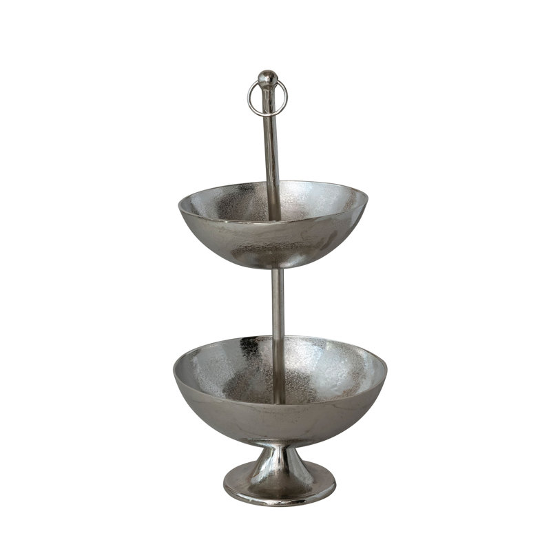 Nickel-Finished Aluminum Reclaimed Wood Tiered Server