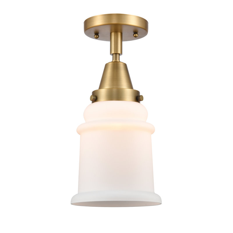 Alvi Glass Semi Flush Mount, Brushed Brass, Matte White, 10" H x 6" W x 6" D