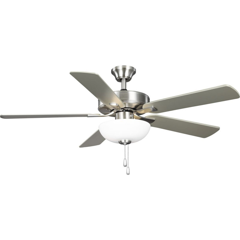 AirPro 52 po Ventilateur de plafond à 5 pales avec moteur AC, Nickel brossé
