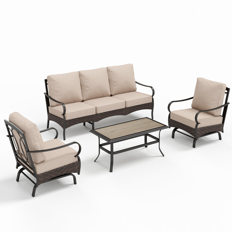 Ensemble de conversation d'extérieur pour 5 personnes avec coussins Salem, Beige