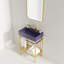 Ensemble de meuble-lavabo sur pied avec lavabo en céramique 24 po avec lavabo console LOFI, lavabo rectangulaire en céramique mauve brillant sans robinet, pattes en métal ouvertes, tablettes de rangement, couleur or-641989897-641989899
