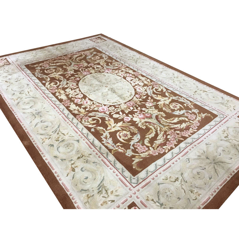 Tapis beige noué à la main de haute qualité