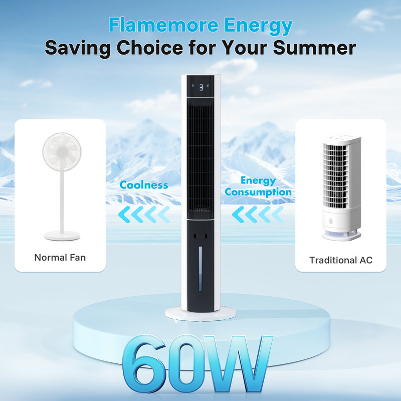 Evaporative Air Cooler with Remote, 3-in-1 Oscillating Tower Cooling Fan, White