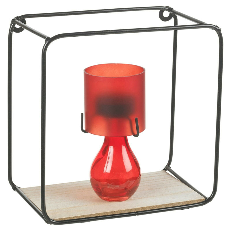 2 Piece Square Metal Floating Shelf, Black