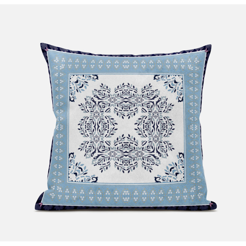 Geometric Reversible Throw Pillow, 20" x 20", Blue/White