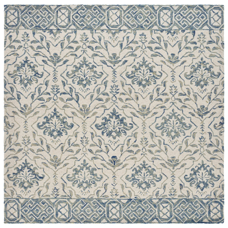 Pimentel Hand Tufted Wool Floral Rug, Square 8'