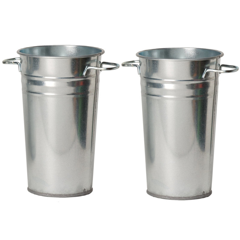 Pot de fleurs en acier galvanisé, Argent, H 12 po x l 7 po x P 7 po