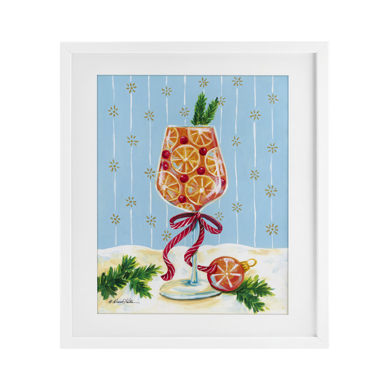 «Festive Fruit Cocktail», reproduction d'art sous verre encadrée par Diane Kater, 21" H x 17" W, Cadre blanc côtier