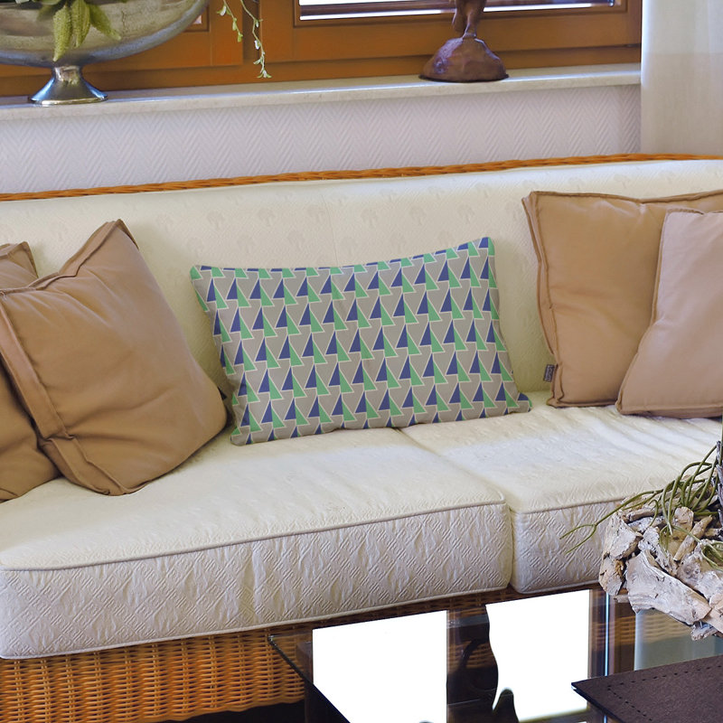 Patricia Geoffrey Geometric Reversible Throw Pillow, 14"H x 20"W, Polyester/Polyfill, Green/Blue
