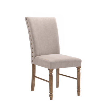 Chaise d'appoint en lin crème et chêne vieilli, ensemble de 2