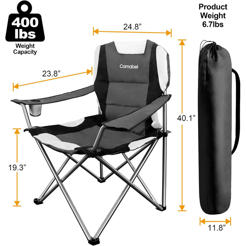 Chaises de camping surdimensionnées Madeira Camabel, Gris foncé