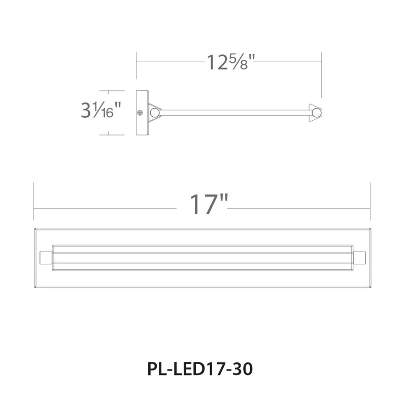 Hudson Dimmable LED Wall Mounted Picture Light, Aged Brass, 3.0625" H x 17" W x 12.625" D