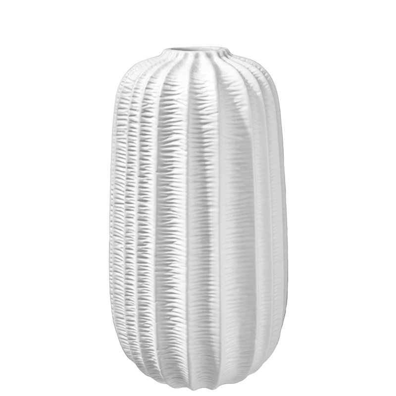 Vase de table en céramique, Blanc, H 9 po x l 5 po x P 5 po