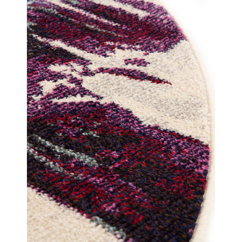 Tapis abstrait beige Auyeung, Rond 6 pi 1 po