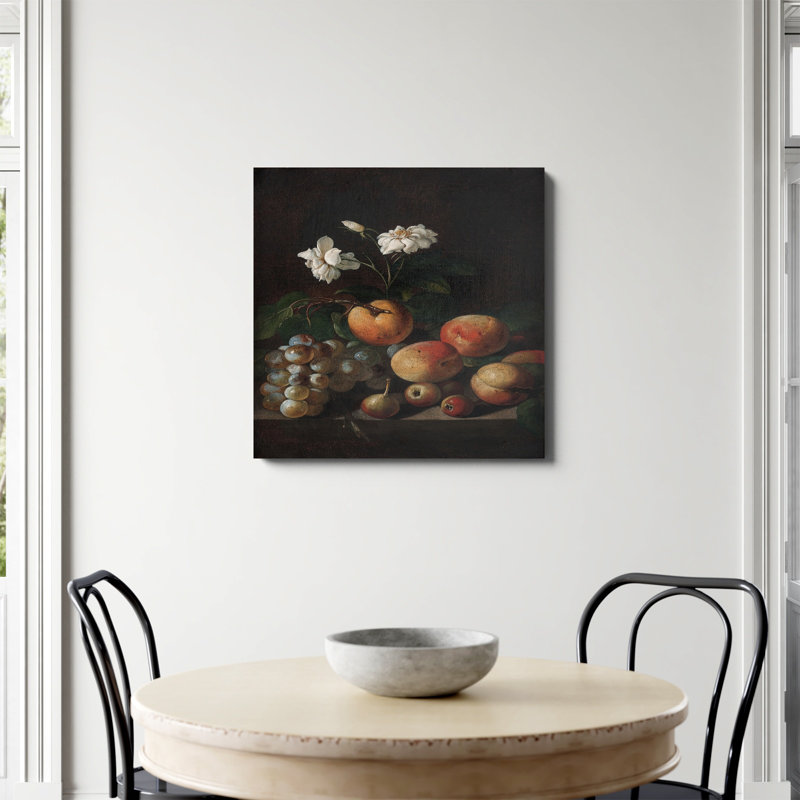 «Still Life Fruit White Roses» par Fine Art Print, Toile tendue, Non, H 30 po x l 30 po