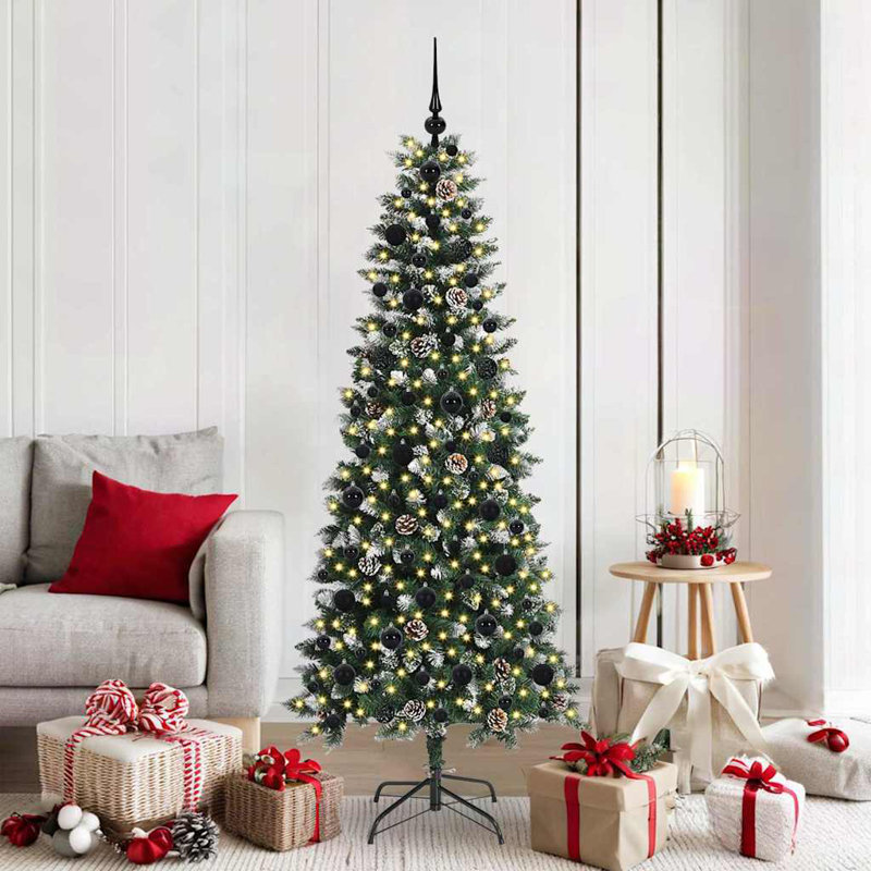 Artificial Christmas Tree with 300 LEDs Green, Black, 5.91' H