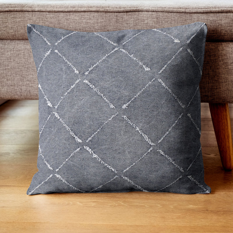 Housse de coussin en coton avec plumes, Bleu