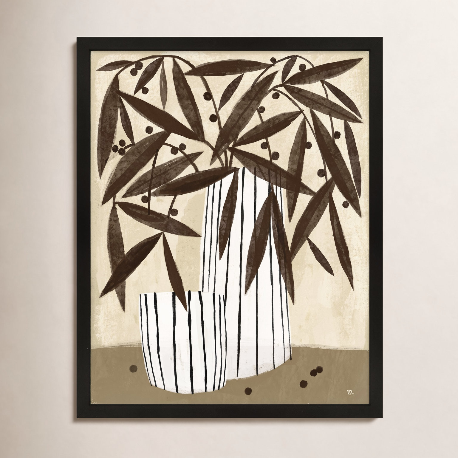 Juba "Dry Flowers" Painting, Black, 30" H x 24" W x 1.25" D