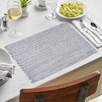 Square Kitchen Placemats Set of 2-12, Rustic Green Brown Table