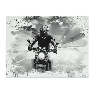 Motorbike Rider V4 Modern  Glass Chopping Board