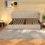 Lits doubles beiges avec rangement, éclairage DEL, port USB, cadre en bois, style moderne