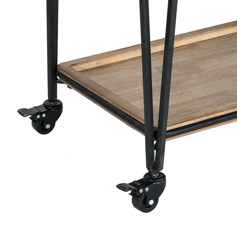 Cooper Black Metal and Wood Bar Cart with Storage