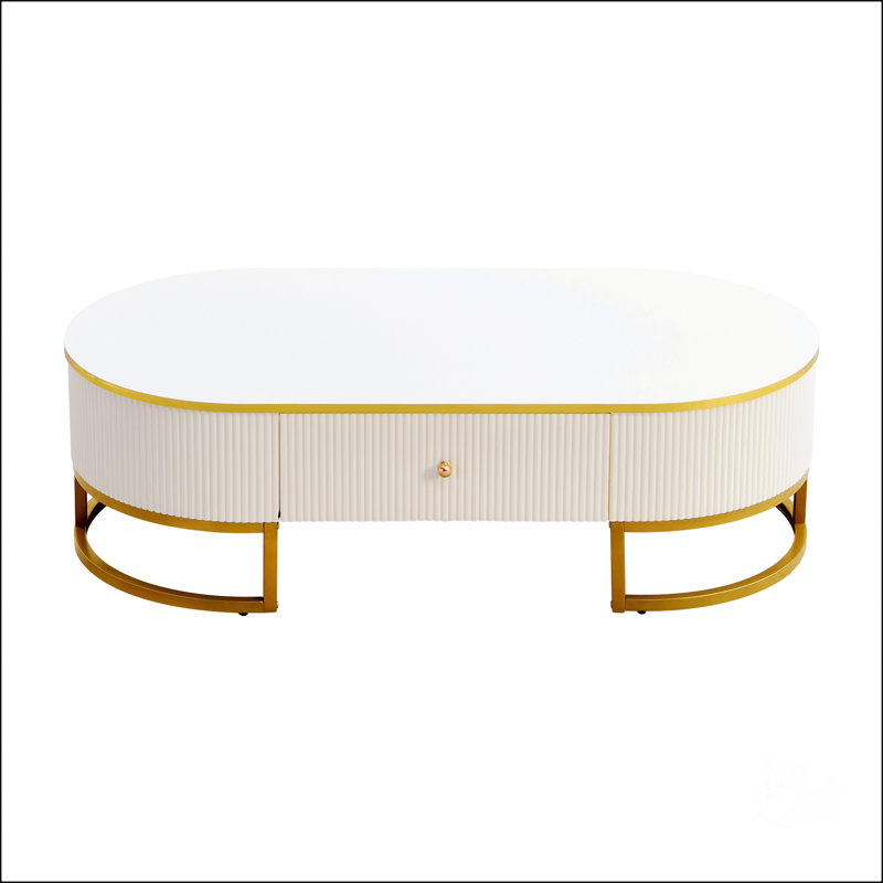Table basse ovale moderne avec tiroirs