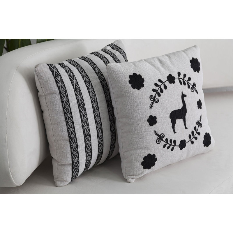Fajas Handwoven Sash Decorative Pillows By Andean, White;Black
