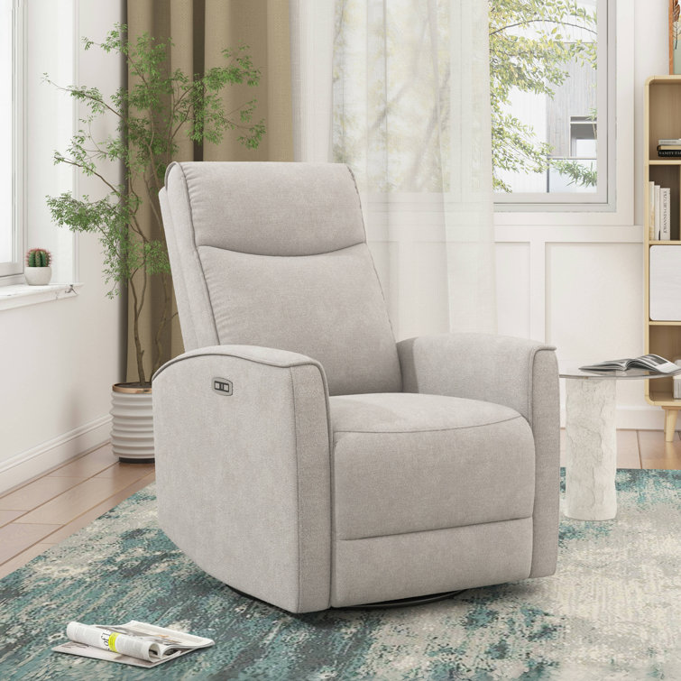 Dickie 29'' Wide Modern and Soft Touch Fabric Swivel and Rocker Power Recliner Chair with USB Port