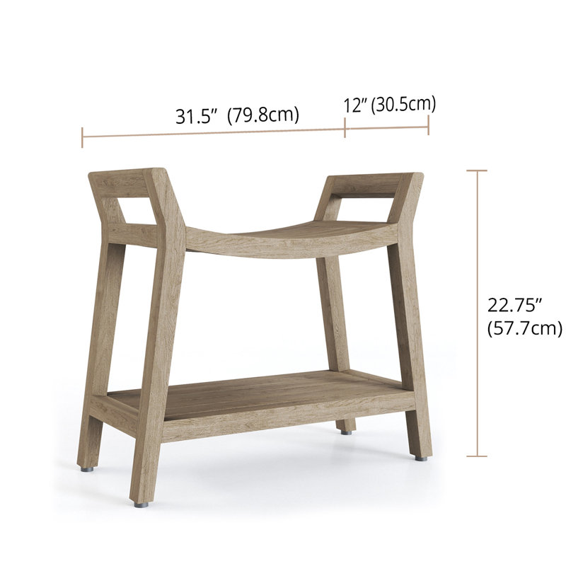 Banc de douche breveté en teck Ascend-Mist, H 18 po x l 24 po x P 12 po