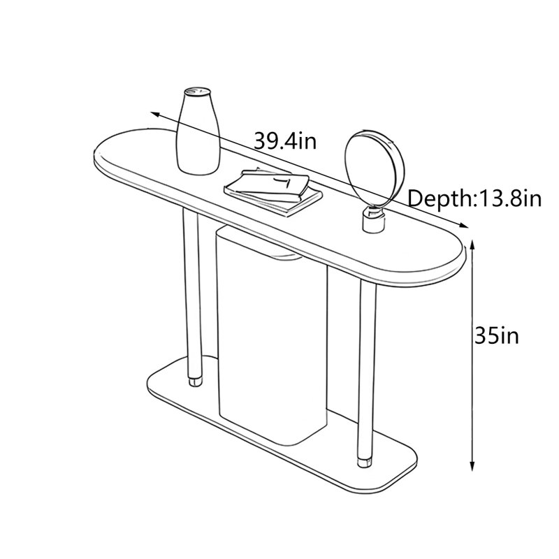 Console moderne minimaliste, H 35 po x l 39,4 po x P 13,8 po, Brun