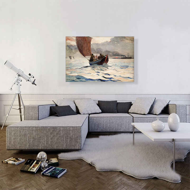 «Retour des bateaux de pêche 1883» par Winslow Homer, reproduction d'art sur toile tendue, H 26 po x l 40 po x 1,5 po