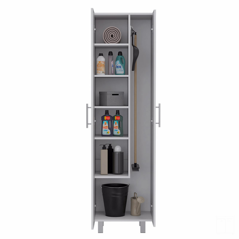 Armoire, armoire à deux portes, quatre pieds, cinq tablettes