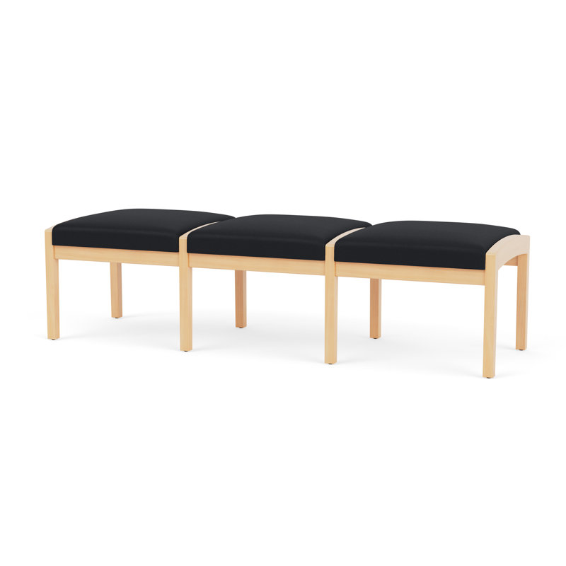 Banc en bois 3 places Lenox, Naturel, Noir Modena