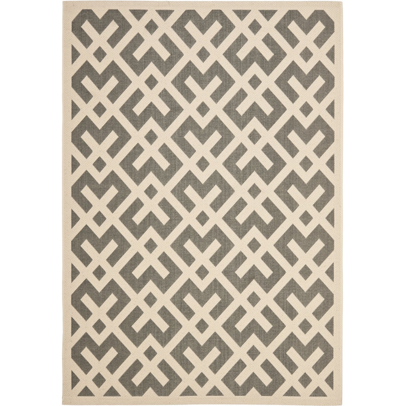 Arneshia Handwoven Flatweave Gray/Bone Indoor/Outdoor Area Rug, Rectangle 9' x 12'6"
