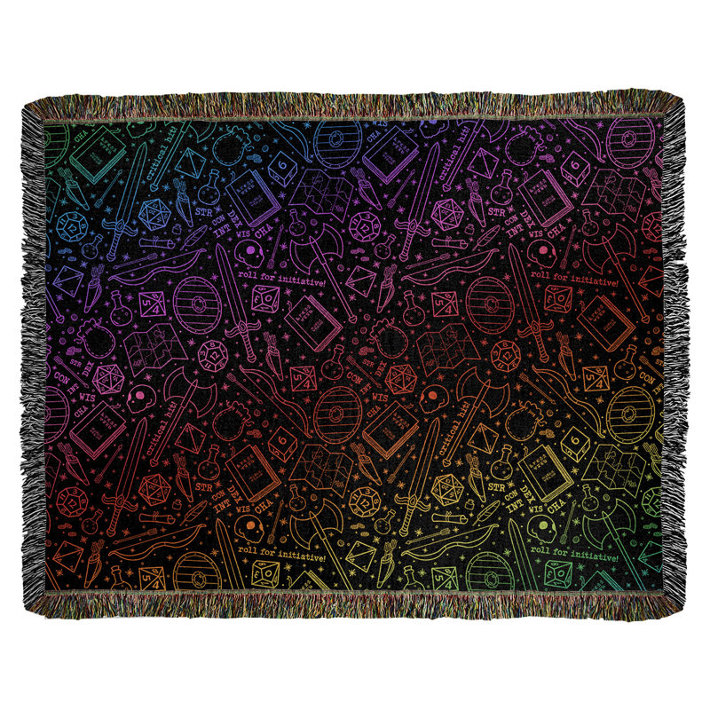 Couverture en coton tissé Katelyn Elizabeth, l 37 po x L 52 po, Noir / rose / rouge