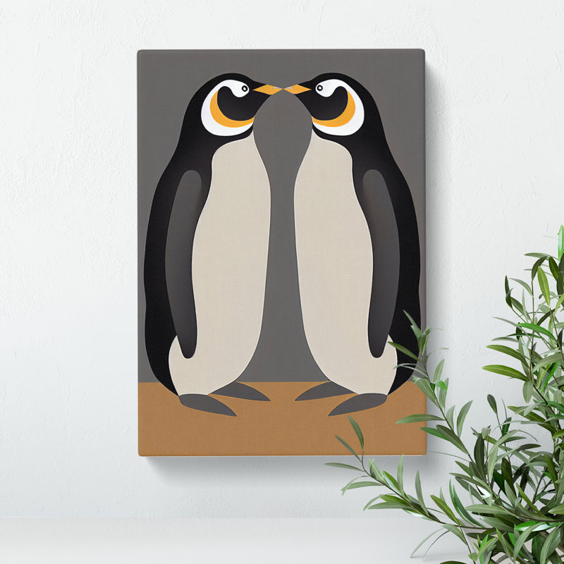 XC1022-4801X Two Penguins - Wall Art, Wrapped Canvas, 50cm H x 35cm W