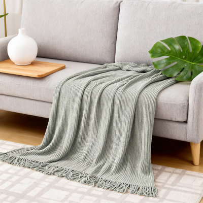 Chunky Chenille Throw Blanket Ultra Soft & Warm Cozy Decorative Knit Blanket With Tassels For Couch Bed Sofa