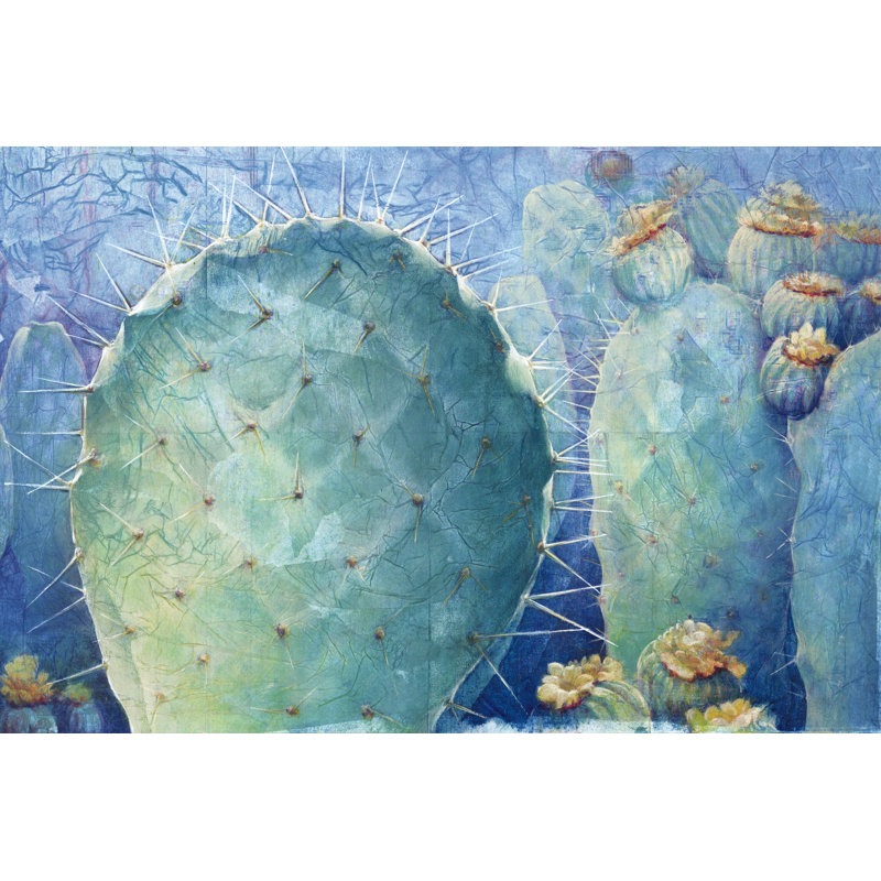 Cacti On Blue - Wrapped Canvas Print, 30cm H x 46cm W x 3.8cm D
