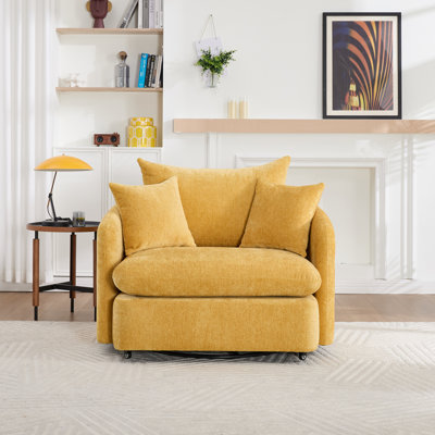 Modern 46.1" Swivel Chair Oversized Single Sofa Armchairs With 3 Pillows