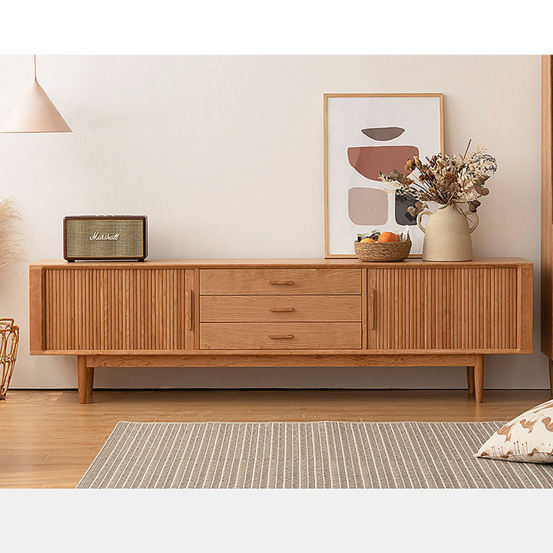 Meuble audio-visuel simple en bois de cerisier