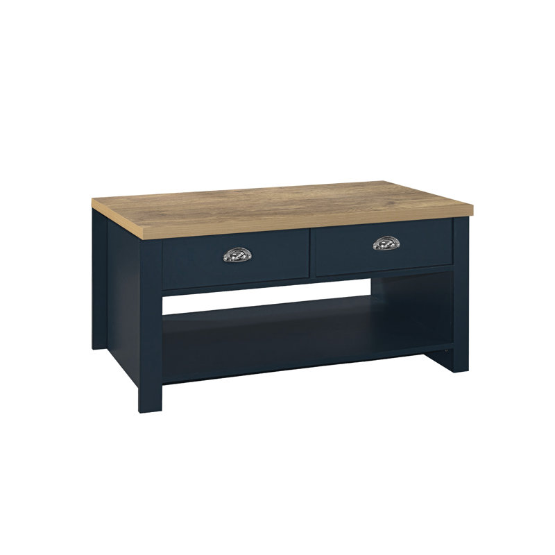 Highgate Sled Coffee Table with Storage, Navy Blue