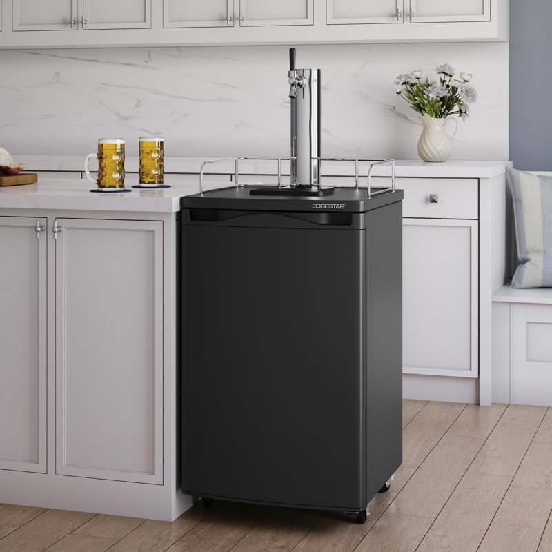 EdgeStar 4.9 Cubic Feet Single Tap Freestanding Kegerator with Adjustable Temperature, Black