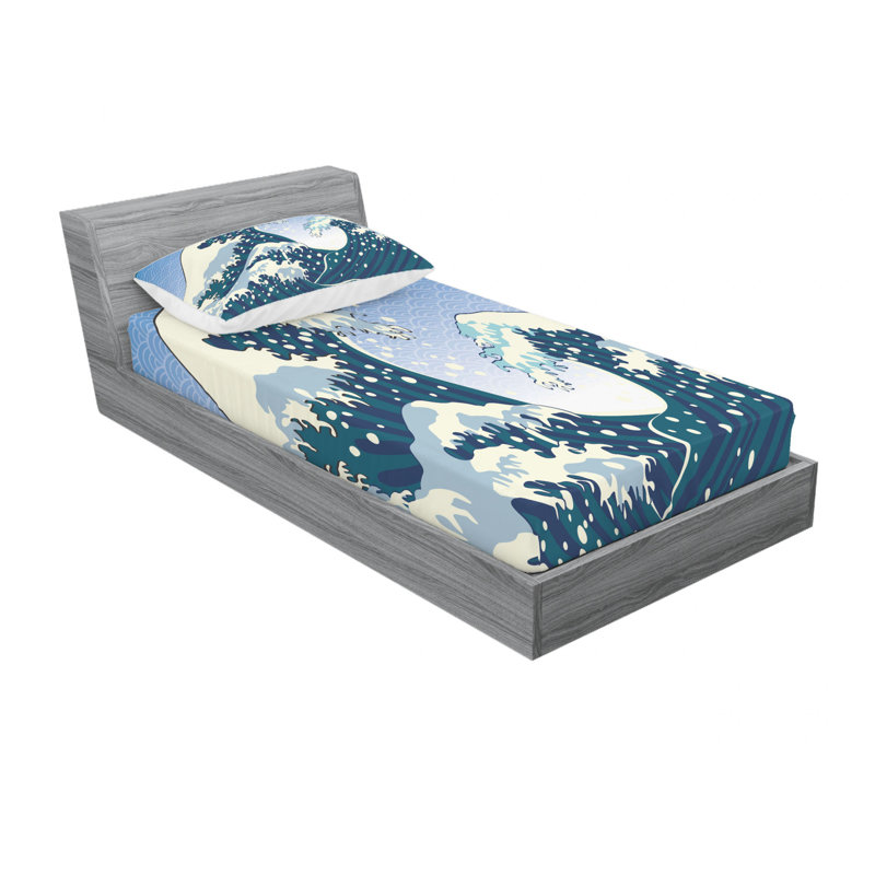 Microfiber Abstract Sheet Set, Twin Sheet Set with Fitted Sheet