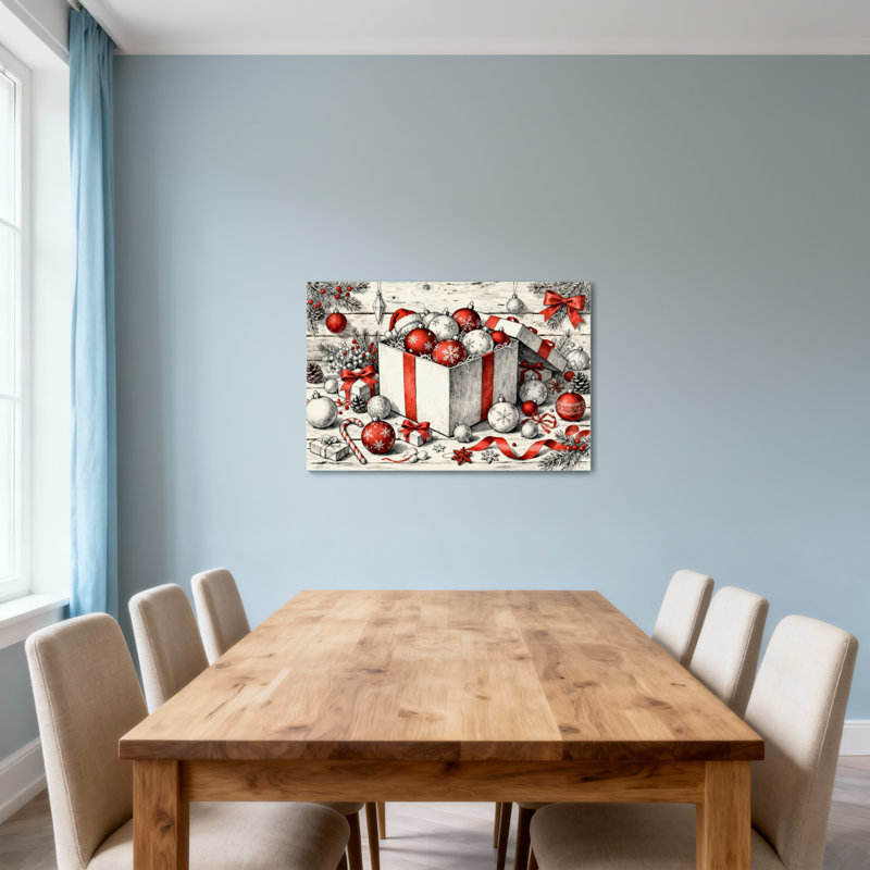 Boîte de décorations de Noël rouge et blanc, H 16 po x l 24 po