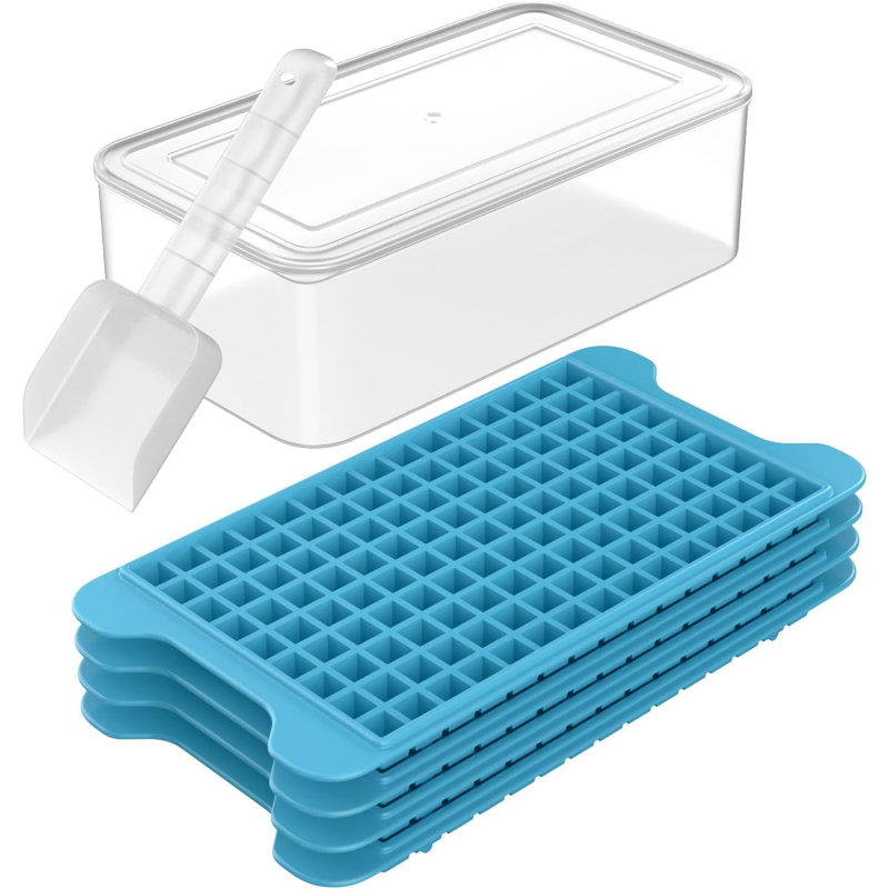 Mini Ice Cube Tray For Freezer:  Small Ice Trays For Freezer With Bin - 135×4PCS Easy Release Nugget Ice Tray - Crushed Ice Tray With Ice Container