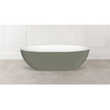 Painted Barcelona 70.25" x 33.625" Freestanding Soaking Bathtub in Volcanic Limestone with Overflow Hole