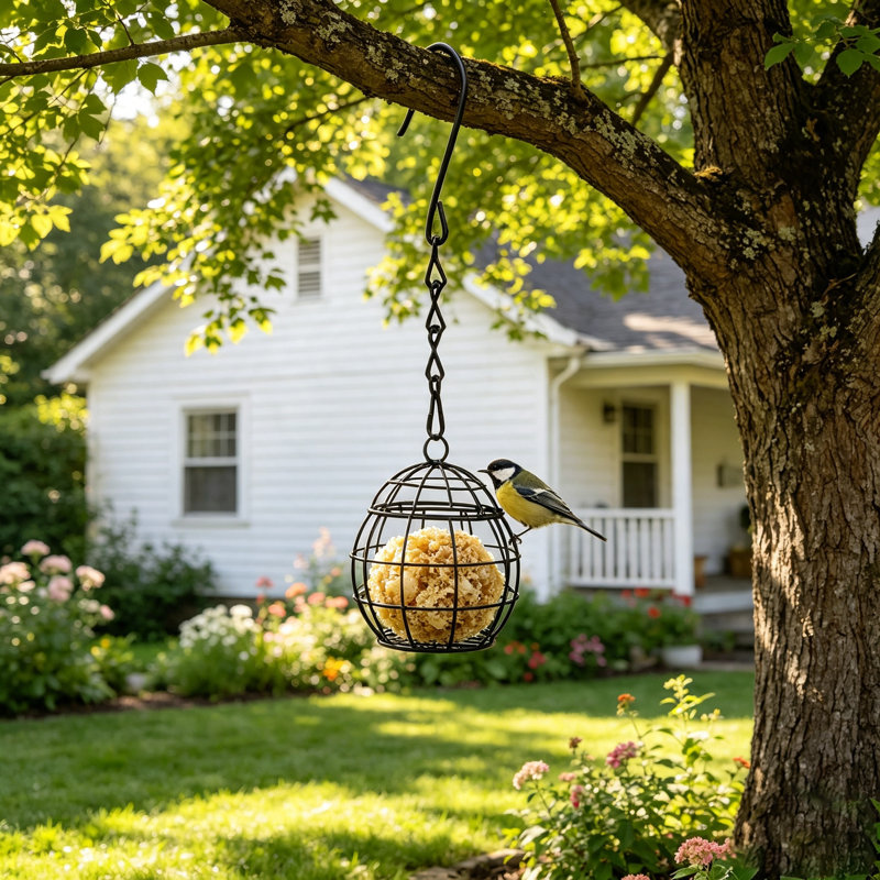 Lot de 6 mangeoires suspendues en métal pour oiseaux d'extérieur avec crochet à chaîne – Mangeoire en cage métallique pour oiseaux sauvages, jardin et cour