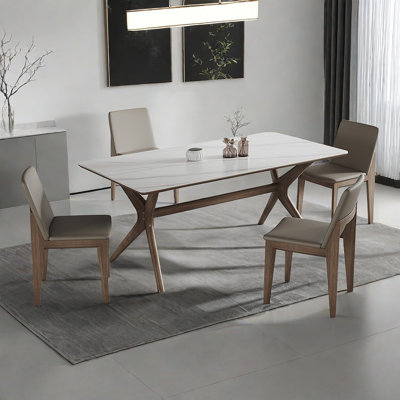Nordic imported solid wood rock dinging table set